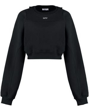 Off-White c/o Virgil Abloh Cropped Logo Detail Cotton Sweatshirt Sweatshirts - Black