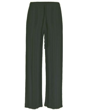B.B. Wallace Pantalon Crewdson Laine Tricotée Droit Vert Foncé Trousers - Green