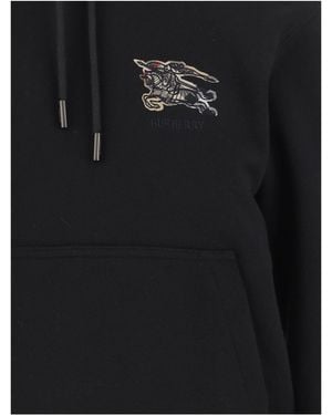 Burberry Hooded Cotton Sweatshirt Knitwear - Black