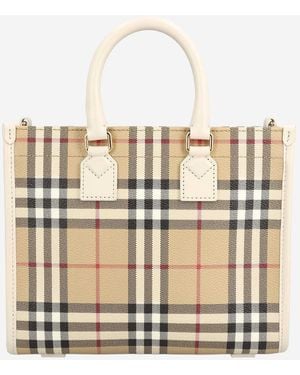 Burberry Tote Bag Freya Polyurethane Handbags - Natural