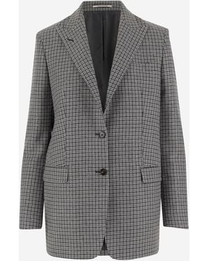 Tagliatore Long Houndstooth Two-Button Jacket - Gray