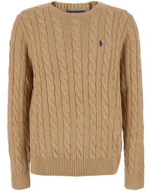 Polo Ralph Lauren Long Sleeve-Pullover Cable Di Cotone Jersey - Natural