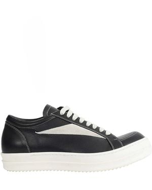 Rick Owens Trainers Vintage Low En Cuir Noir Et Blanc - White