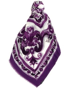 Dolce & Gabbana Maiolica Print Stole - Purple