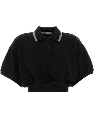 T By Alexander Wang Cotton Polo Shirt - Black