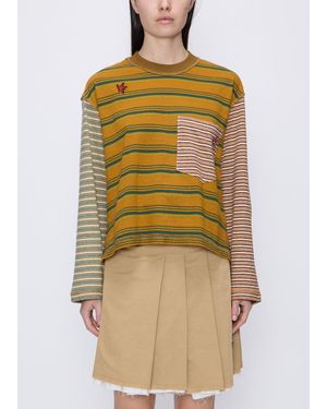 Song For The Mute Pull Col Rond Manches Longues Rayé Moutarde Jumper - Natural