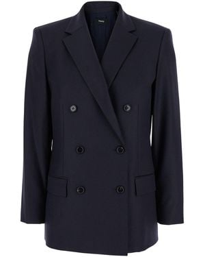 Theory Tailored Virgin Wool Blazer - Blue