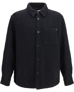 Valentino Textured High-Neck Jacket - Blue