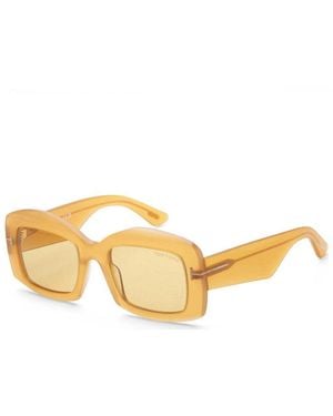 Tom Ford Sunglasses Rectangle Full Rim, Shiny Frame And Lens Ft121839E - Metallic