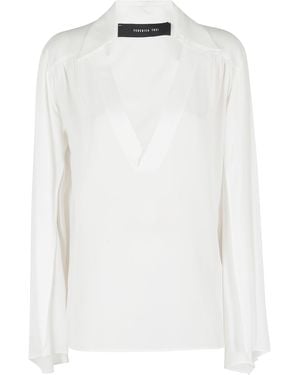 FEDERICA TOSI Blusa Scollo V Maniche Aperte Crepe De Chine - White
