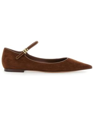Dolce & Gabbana Pointed Toe Ballerinas With Dg Logo On The Side - Brown