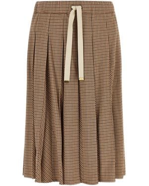 Moncler Moncler Checkered Pleated Viscose Skirt - Brown