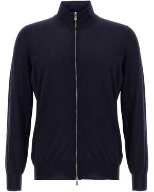 Brunello Cucinelli Silk Cashmere Cardigan - Blue