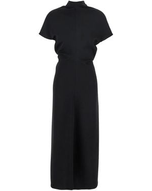 Plain High Neck Dress - Black