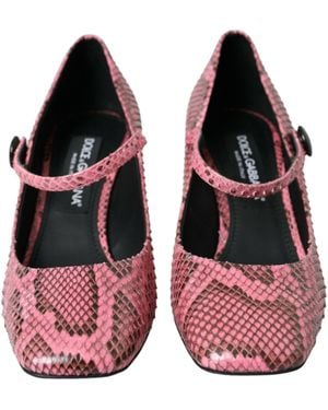 Dolce & Gabbana Python Leather Mary Jane Heels Shoes Skin - Orange