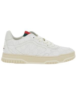 Gucci Low Top Sneakers With Gg Motif Leather Sneakers - White