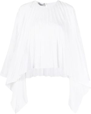 Valentino Pleated Bell-Sleeves Top - White