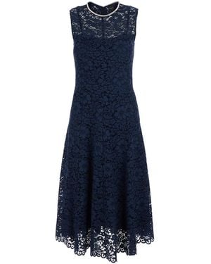 Le Plain Long Dress With All-Over Lace Detail - Blue