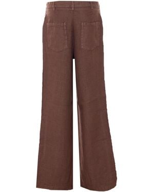 TRUE AVENUE Trousers Linen - Brown