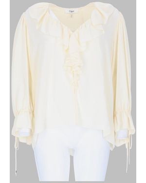 Chloé Top Crêpe De Chine Silk Tops - White