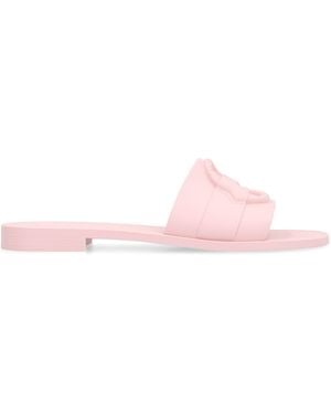 Moncler Round-Toe Rubber Slides Sandal - Pink