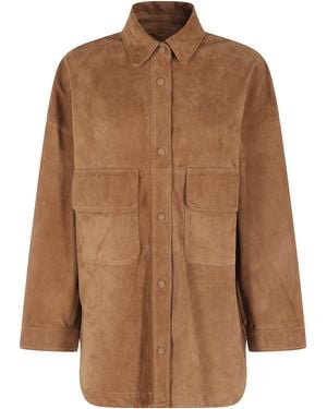 FEDERICA TOSI Giacca Camicia Suede Pelle - Brown