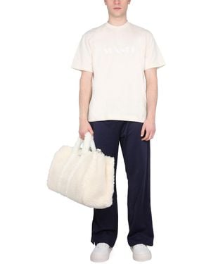 Sunnei T-Shirt With Logo Cotton T-Shirts - White