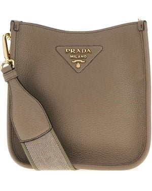 Prada Dove Leather Crossbody Bag - Brown