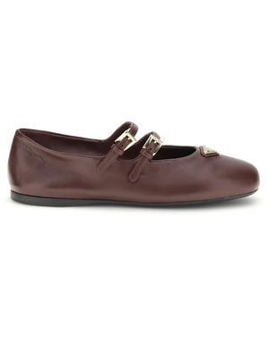 Prada Leather Ballerinas - Brown