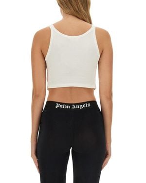 Palm Angels Cropped Tank Top Cotton - Black
