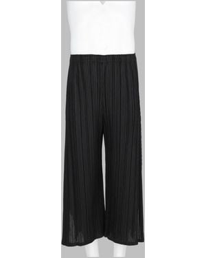 Issey Miyake Wide-Leg Mellow Pleats Trousers Polyester - Black