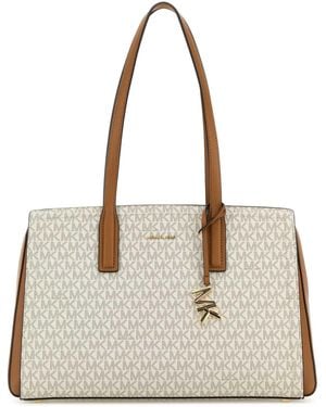 Michael Kors Printed Canvas Medium Laila Shopping Bag - Natural