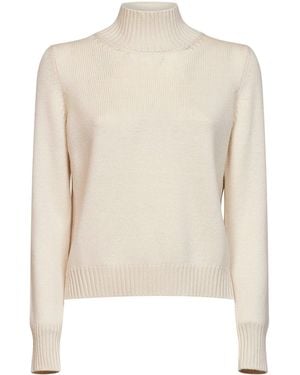 Blanca Vita Virgin Wool Knit Mock Neck Sweater<Br - White