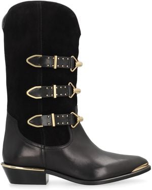 Isabel Marant Mexia Leather Boots Calf - Black