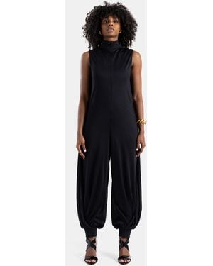Maison AlaïA Draped High-Neck Jumpsuit Jumpsuits - Black