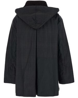 Barbour Dark Jacket With All-Over Stripes And Logo Patch On Front - Black