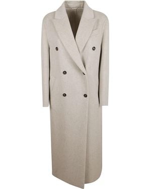 Brunello Cucinelli Double-Breasted Cashmere Coat - Gray