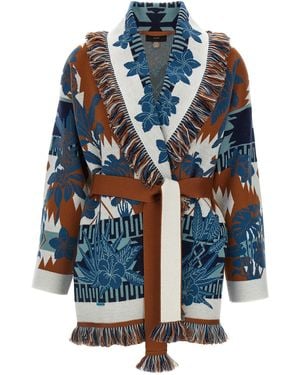 Alanui Island Soul Cardigan Wool Sweater, Cardigans - Blue