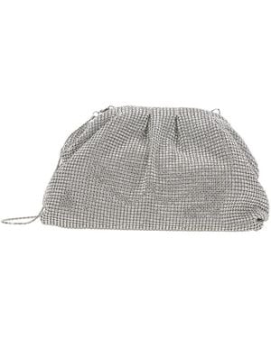 Twentyfourhaitch Pouch Petra With Removable Shoulder Strap And All-Over Crystal Mesh Clutches Pochettes - Gray