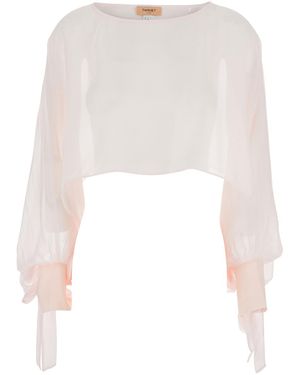 Twinset Blouse With Long Sleeves And Lace Details - White