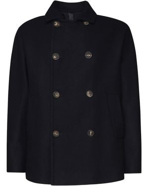 Hevò Ortolini Virgin Wool And Cotton Blend Jacket - Blue