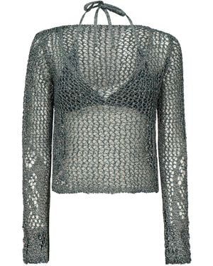 Pinko Mesh Bikini Top - Blue