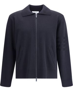 Thom Browne Double Face Full Zip Up Cardigan - Blue