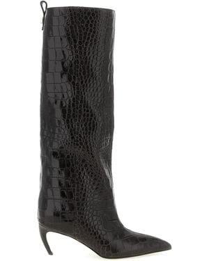 The Attico Bovine Leather Over The Knee Shoe - Black