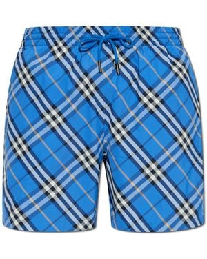 Burberry Check Swim Shorts - Blue