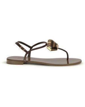 Giuseppe Zanotti Stainless Steel Flat Sandals - Brown