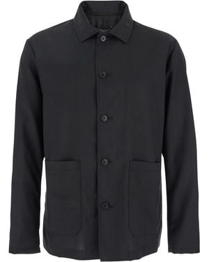 Low Brand Jacket With Classic Collar And Patch Pockets On The Front - Black