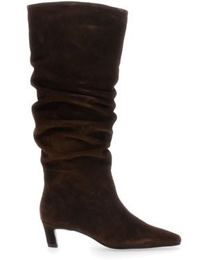 Alohas Kalila Knee-High Boots With Square Toe And Low Heel - Brown