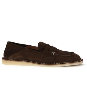 Dolce & Gabbana Brown Calf Leather Bos Taurus Slip
