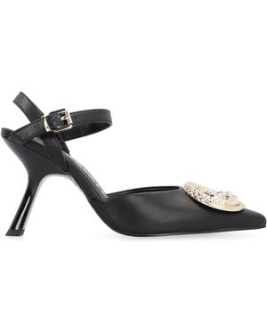 Just Cavalli Heeled Sandals With Ankle Strap Leather - Black